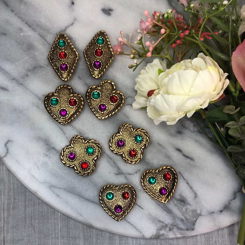 Diane Von Furstenberg for Avon button covers hearts diamonds spades & cabochons
